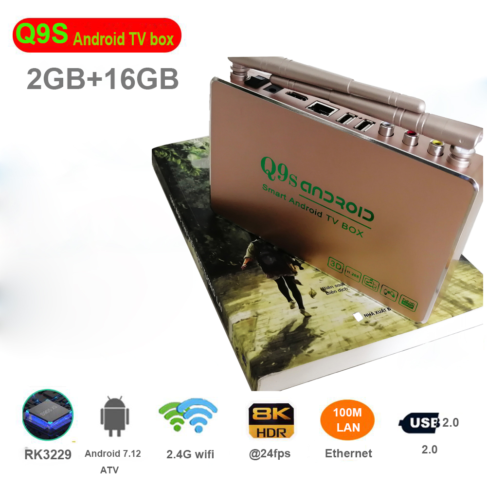 ĐẦU THU Android  TV BOX Q9S CÓ CỔNG AV KẾT NỐI với mọi tivi Q9s cập nhật toàn diện phần mềm ATV 7.12