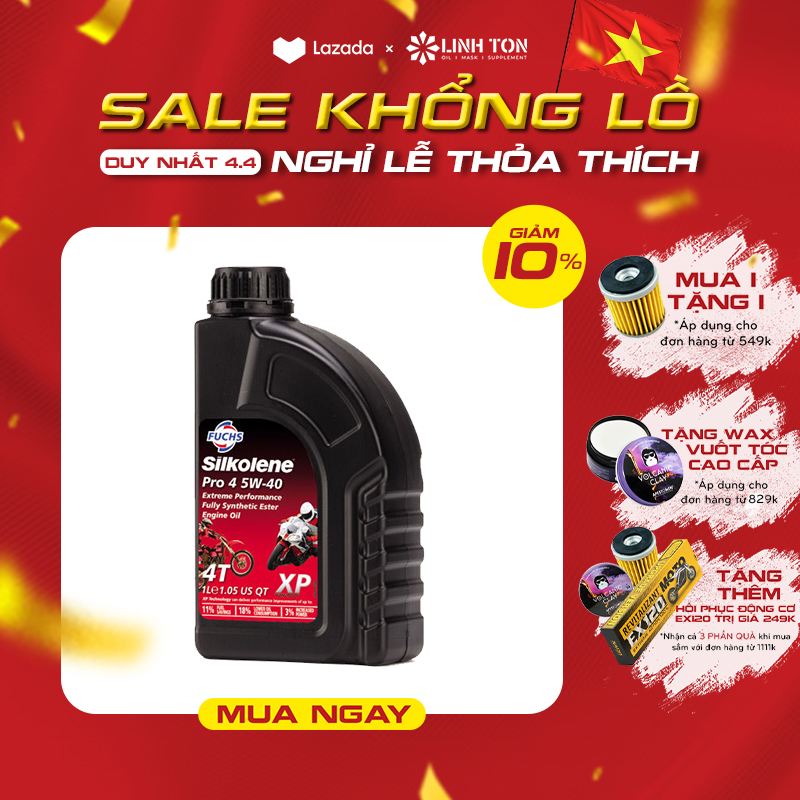 Combo 1L1 Nhớt tổng hợp cao cấp nhập khẩu Fuchs Silkolene Pro 4 5w40