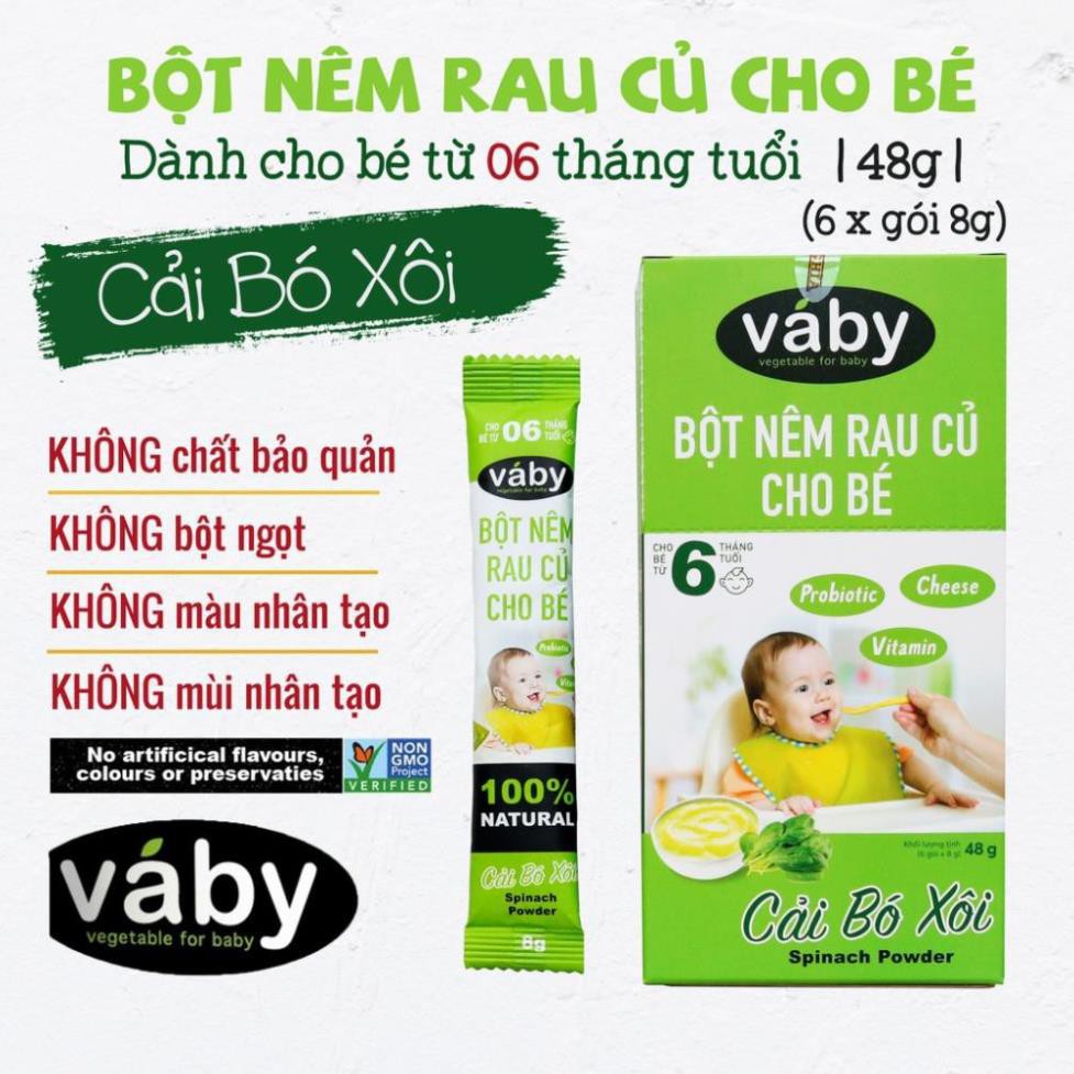 Bột nêm rau cải bó xôi & phô mai dành cho bé ăn dặm vaby 100g - gia vị nêm và rắc dành cho bé từ 6 tháng tuổi