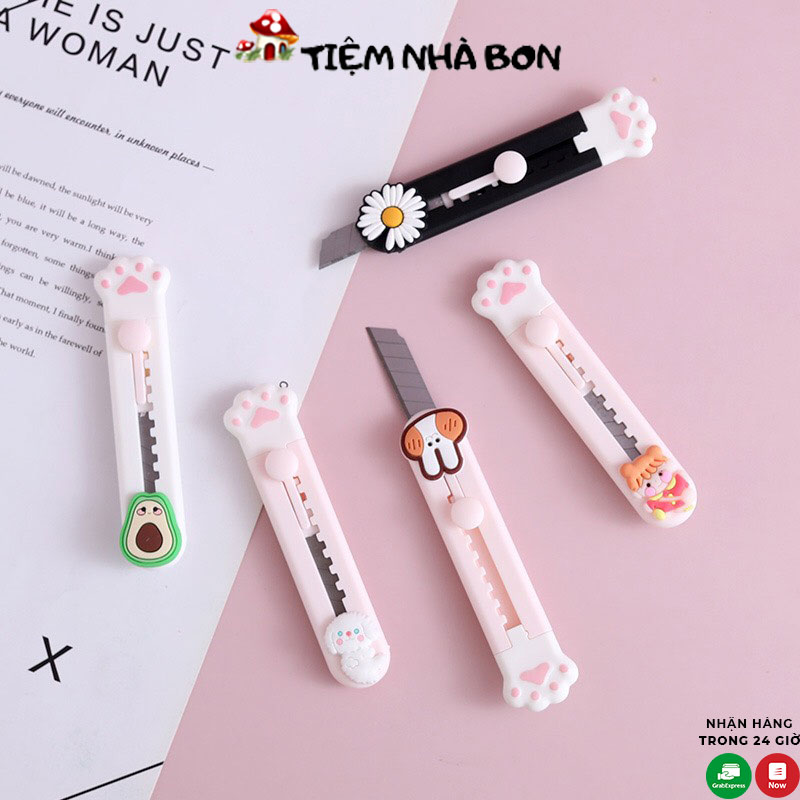 Dao rọc giấy mini tiện lợi, Dao dọc giấy thiết kế hình chân mèo dễ thương