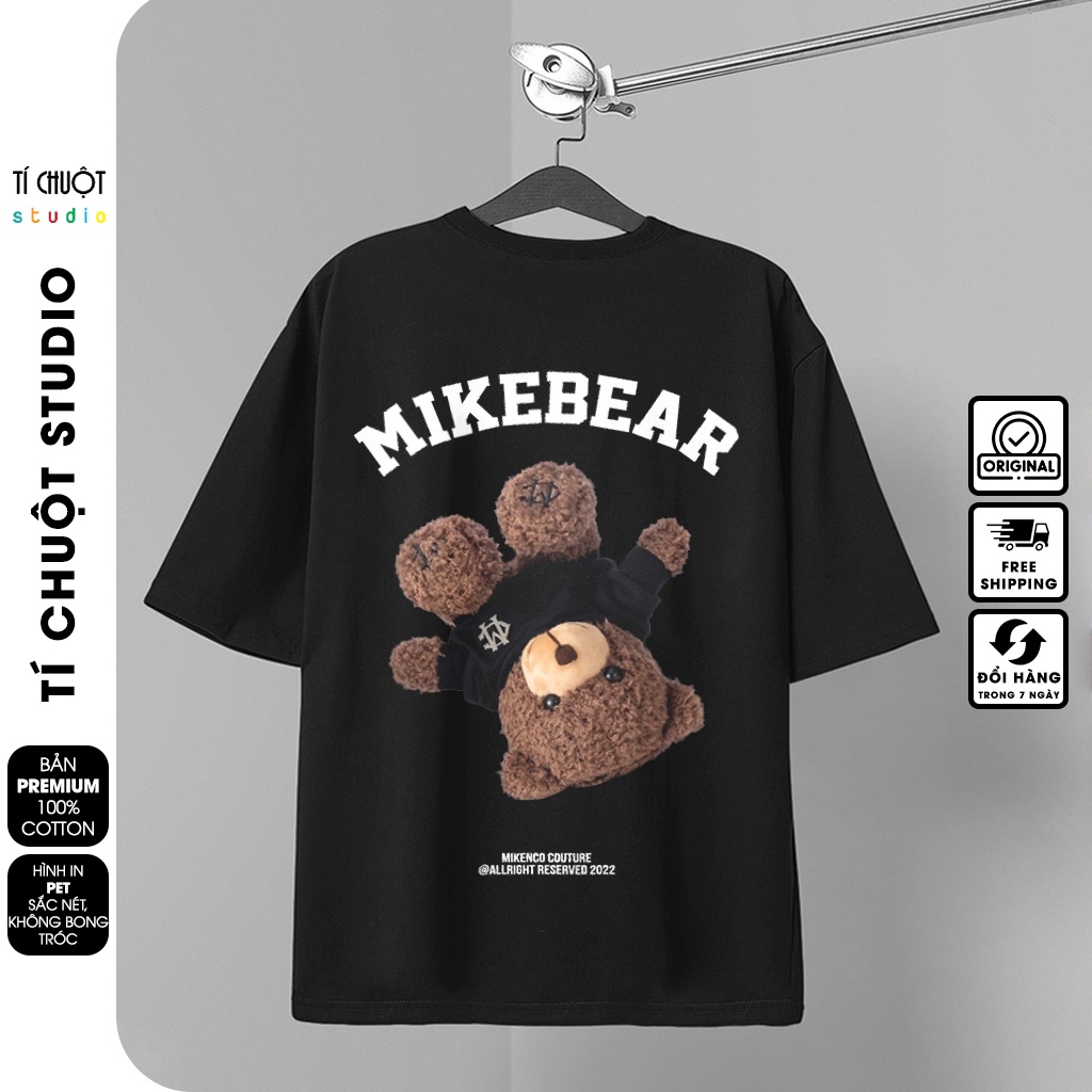 Áo thun cho nam nữ Mikenco Mikebear nam nữ, áo phông unisex mikenco gấu tay lỡ  - Tí Chuột Studio