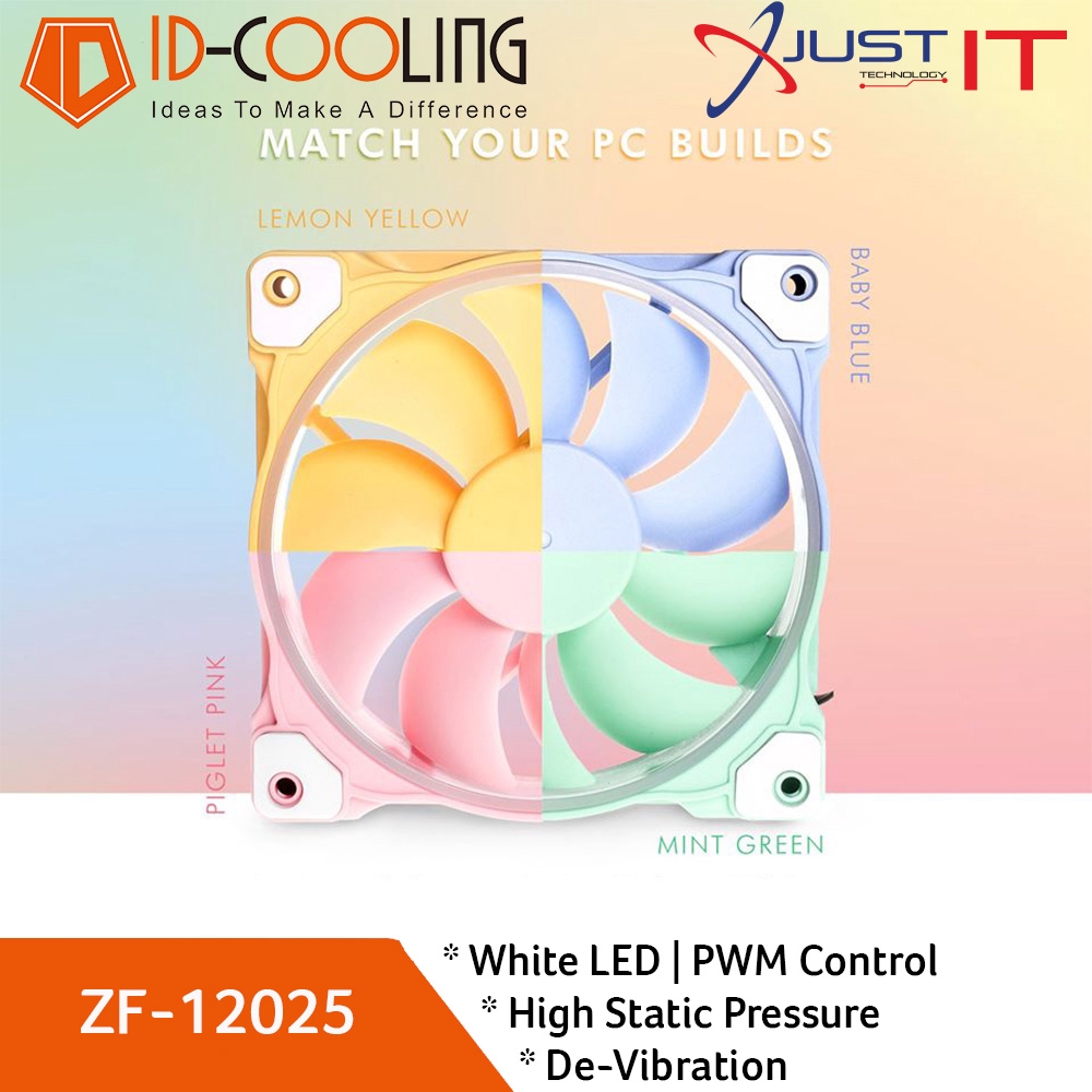 Quạt tản nhiệt id-cooling zf-12025 pastel pink - chính hãng