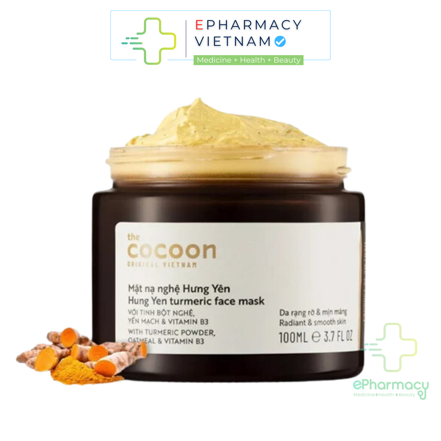 Mặt Nạ COCOON Nghệ Hưng Yên sáng da & mờ vết thâm - COCOON Hung Yen Turmeric Face Mask 30mL/ 100mL