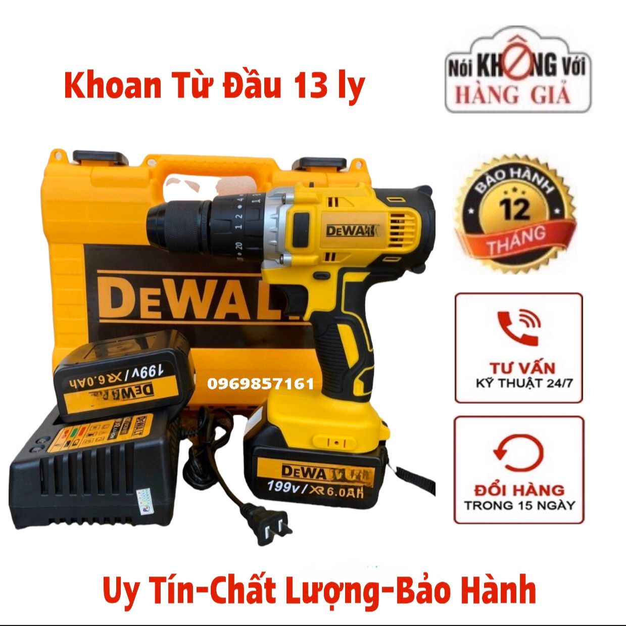 Máy khoan pin,máy bắt vít dewaltt 199v động cơ không chổi than, mô tơ dây đồng 100%