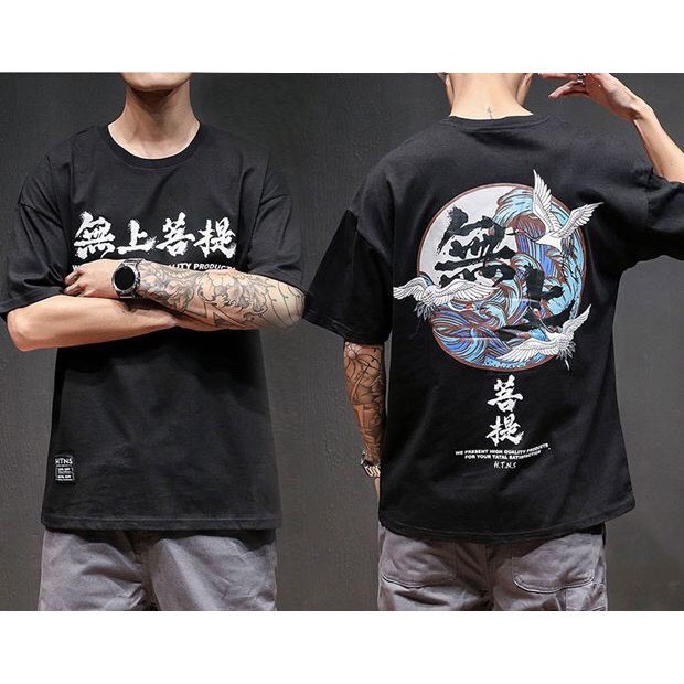 [HCM][CAO CẤP] Áo thun tay lỡ oversize hạc trắng thủy triều unisex