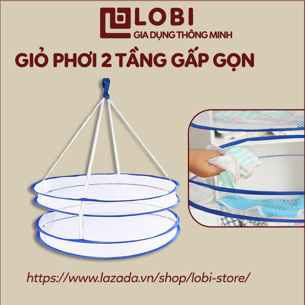 Giỏ phơi 2 tầng gấp gọn phơi đồ lót tất đồ cho em bé, Dây phơi & giá phơi quần áo gấp gọn Lobi Store