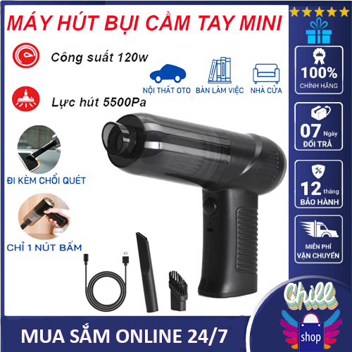 Máy hút bụi cầm tay mini không dây lực hút 5500PA công suất 120w, máy hút bụi giường nệm, máy hút bụi gia đình, may hut bui mini cầm tay, máy hut bui cầm tay, may hut bui gia đình. Bảo hành 12 tháng