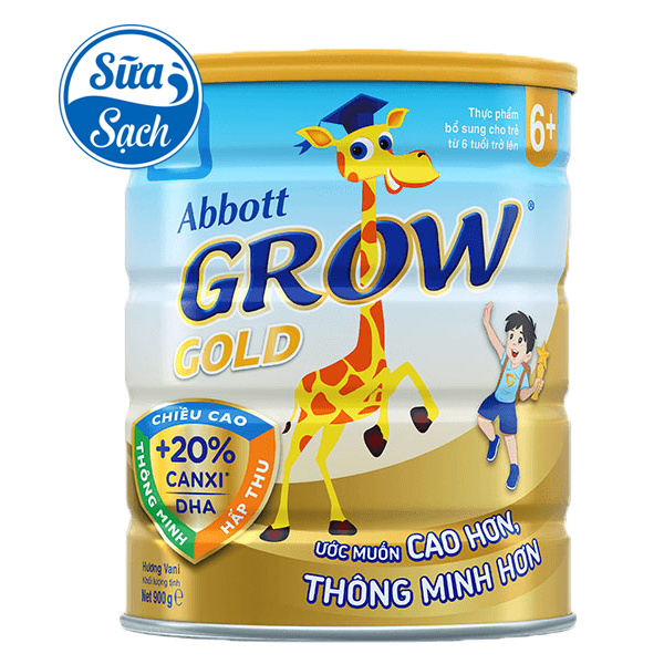 Sữa bột Abbott Grow Gold 6+ hương vani 900g( mẫu mới)