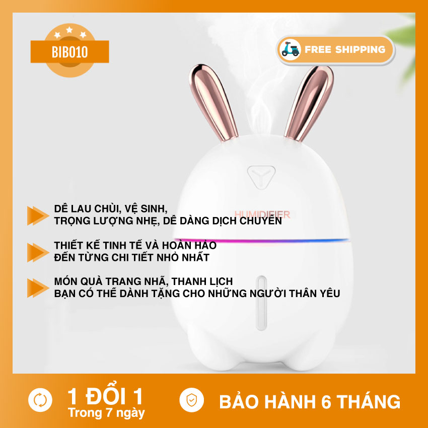Máy Xông Tinh Dầu Mini,Máy Tạo Ẩm Mini,Đèn Xông Tinh Dầu,Máy Khuếch Tán Tinh Dầu Rubbit. Bảo Hành 3 tháng Uy tín