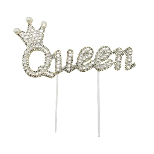 Que cắm bánh ngọc trai QUEEN vương miện