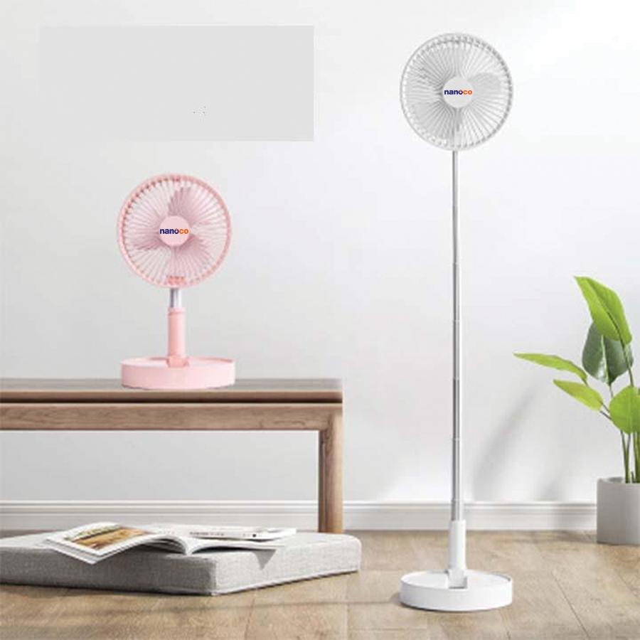 Quạt sạc điện gấp gọn nanoco với 4 chế độ gió