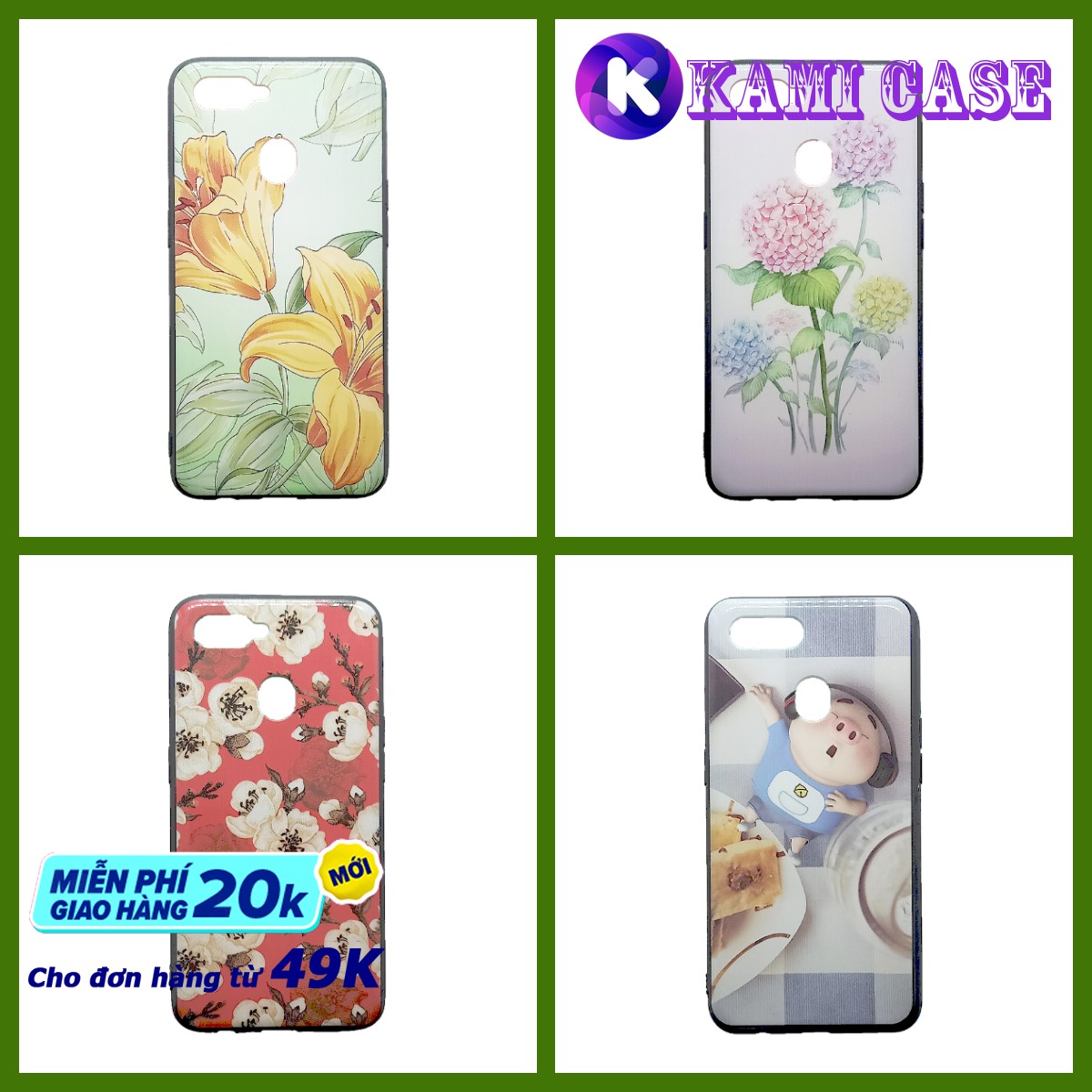 Ốp lưng oppo a5s cứng bóng viền dẻo