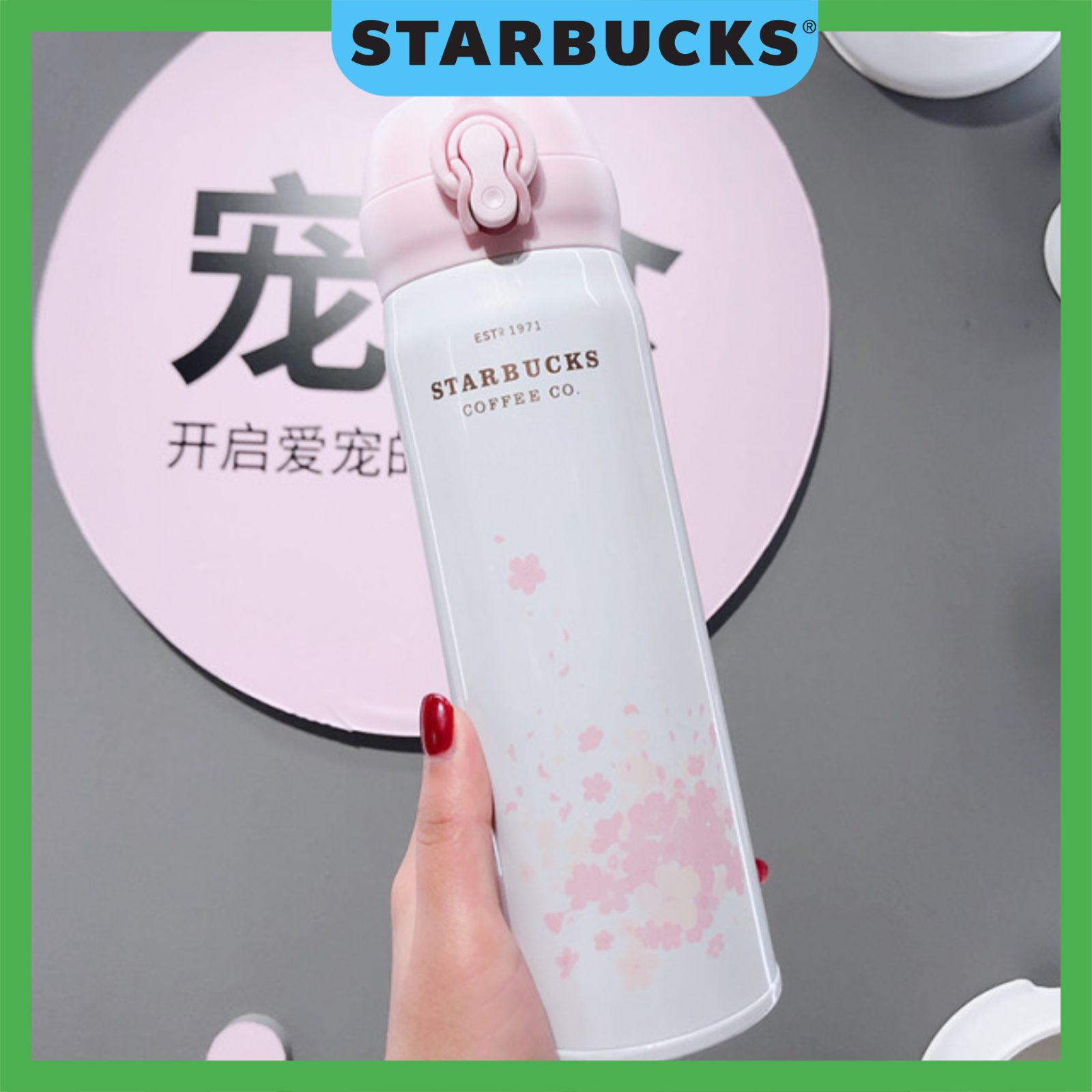 Bình giữ nhiệt Starbucksx Thermos sakura hoa anh đào dung tích 473ml