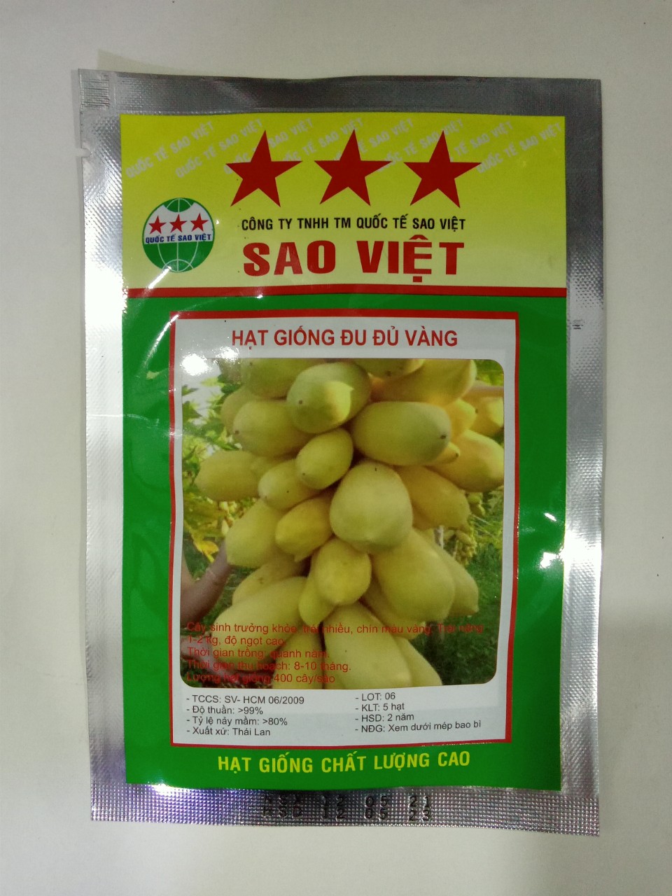 Hạt giống đu đủ vỏ vàng - gói 5 hạt