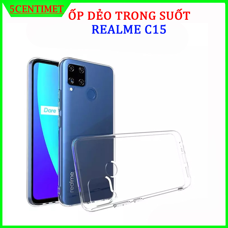 "Ốp Dẻo Trong Realme C15"  Loại tốt, chống ố vàng, Loại Dày Acovit