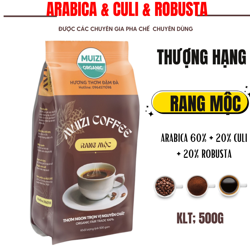 Cà phê hạt nguyên chất, cà phê hạt arabica rang mộc arabica 60% +20% culi+ 20% robusta loại thượng hạng