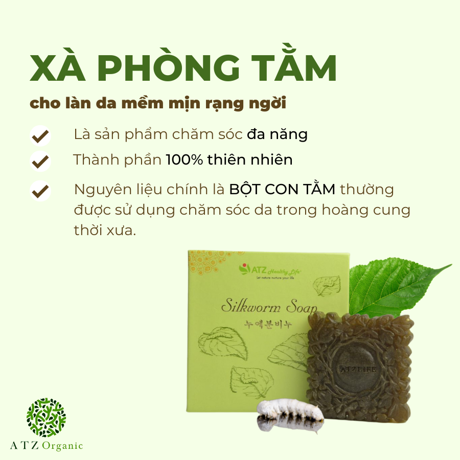 Xà phòng tằm ATZ Healthy Life - bí quyết làm đẹp của phi tần Hàn Quốc thời xưa, giảm mụn & làm sáng da, kiềm dầu