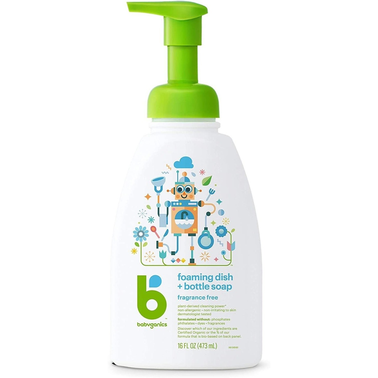 Nước rửa bình sữa Babyganics từ thực vật (chai vòi 473ml)