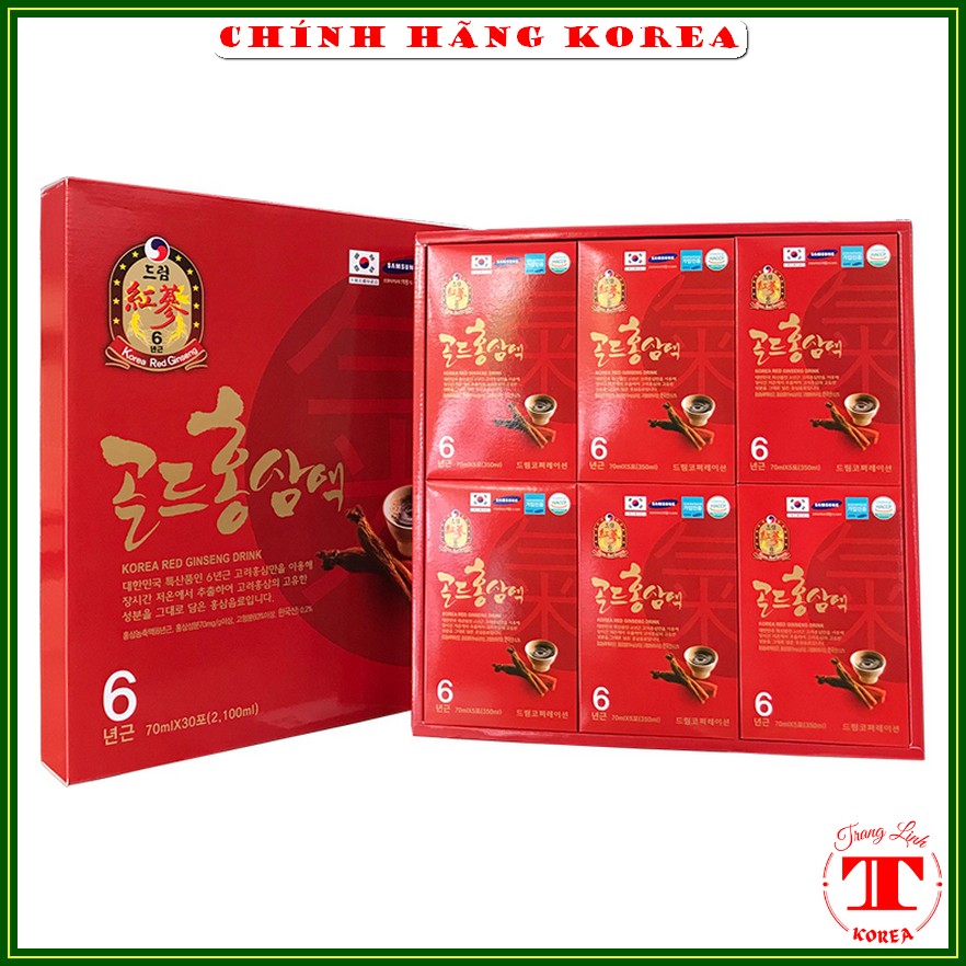 Nước hồng sâm hàn quốc Korea Ginseng chính hãng, hộp 30 gói - Nước sâm chén tăng đề kháng, giảm stress, phòng ung thư, tranglinhkorea