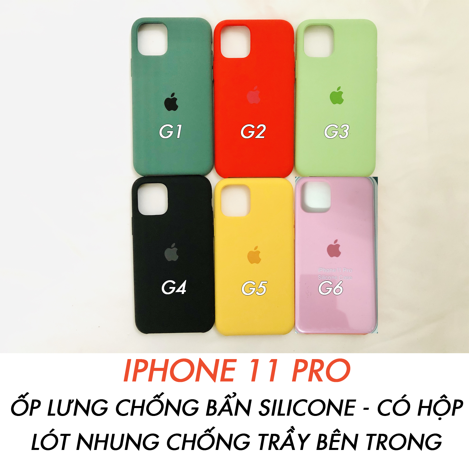 ỐP LƯNG CHỐNG BẨN IPHONE 11 PRO SILICON IP - CÓ HỘP - LÓT NHUNG CHỐNG TRẦY - NHIỀU MÀU [HOCO ĐÀ NẴNG]