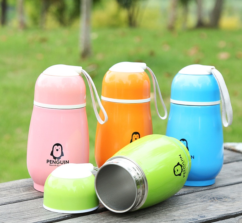 Bình Nước Giữ Nhiệt Chim Cánh Cụt Chân Không Bằng Thép Không Gỉ Siêu Tiện Lợi 300ml