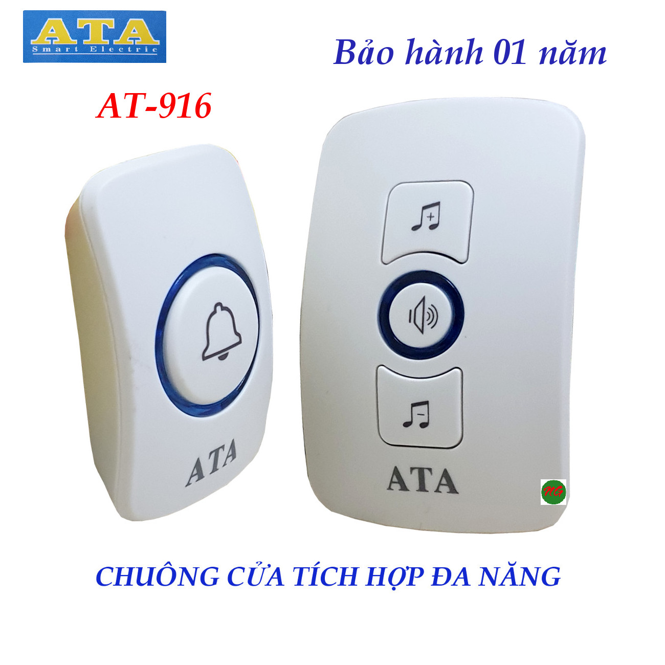Chuông cửa không dây ATA AT916 - tích hợp được nhiều chuông hoặc nút nhấn, cảm biến, cửa từ. Bảo hành 01 năm chuong cua khong day