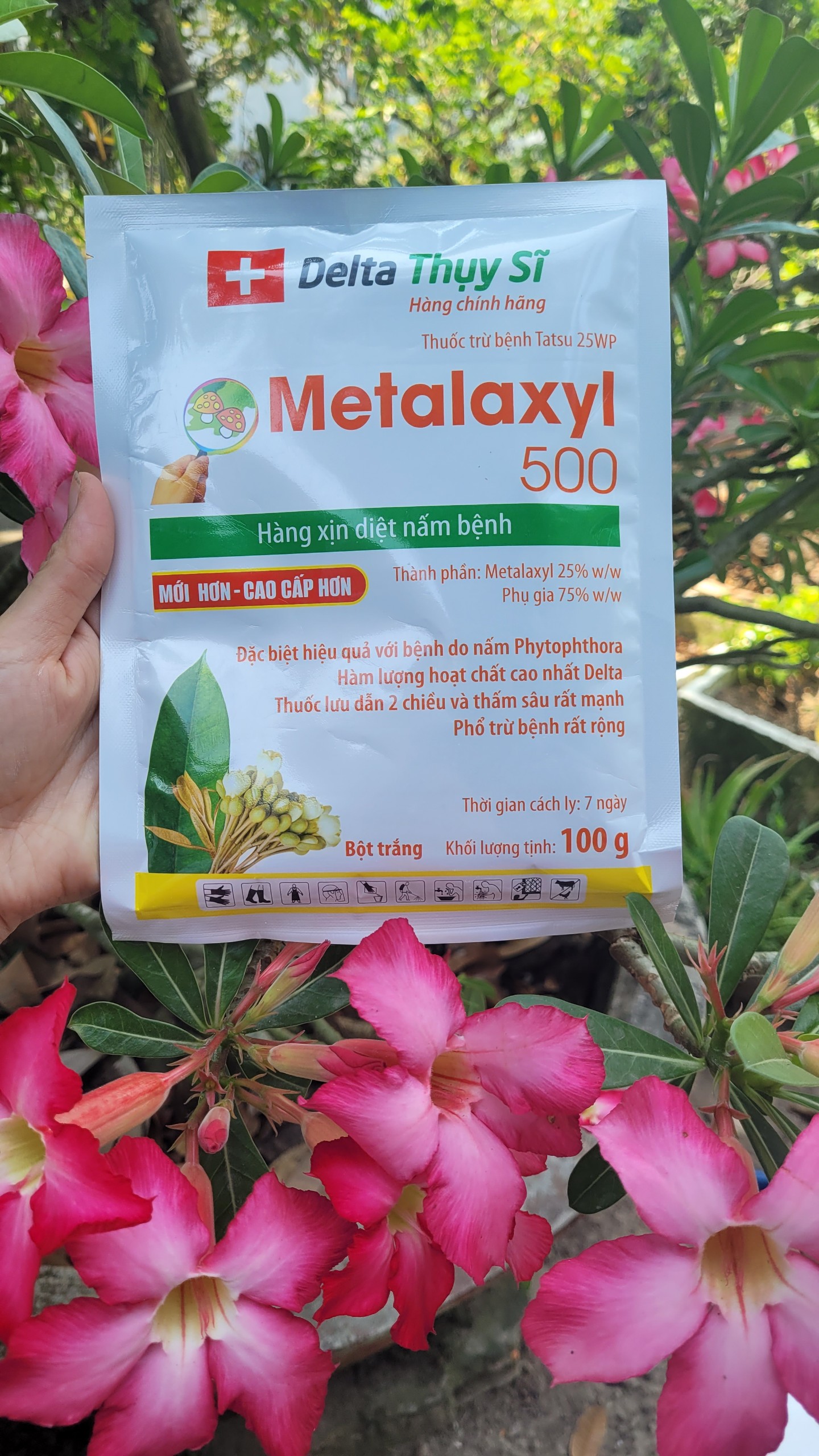 Thuốc trừ bệnh metalaxyl 500 gói 100 gram trừ phấn trắng, sương mai, thối thân, loét sọc mặt cạo, chết nhanh_vtnn tien khoa