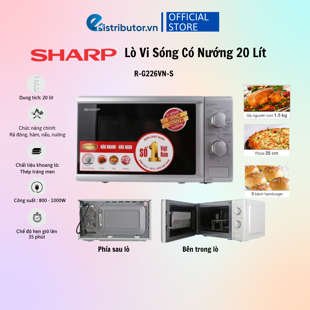 Lò Vi Sóng Có Nướng Sharp R-G226VN-S 20 Lít - Hàng Chính Hãng