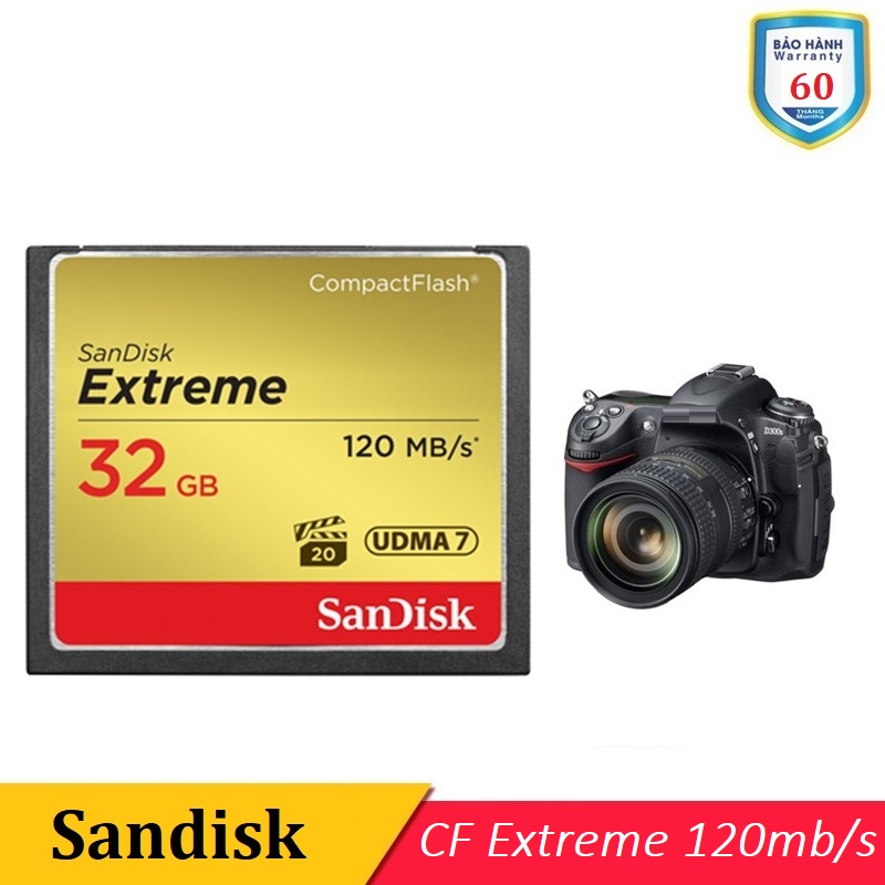 Thẻ nhớ cf sandisk 32gb extreme 800x 120 mb/s -bảo hành 5 năm
