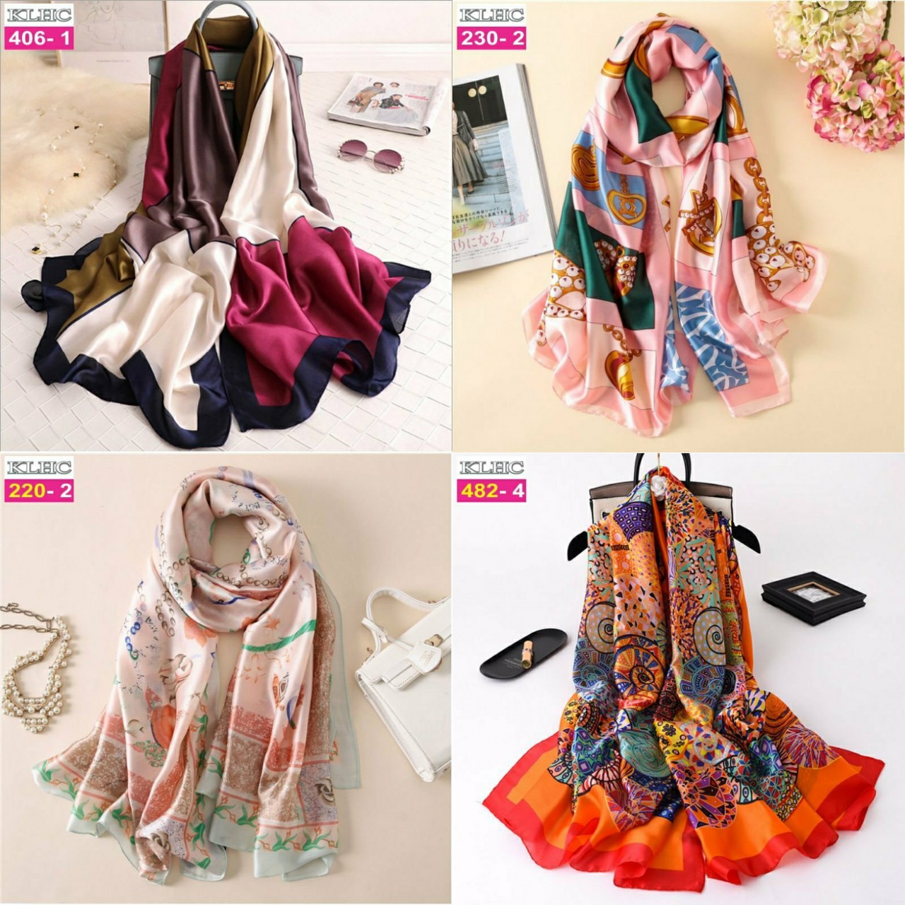 Khăn Choàng Lụa Thời Trang 1080 - Thế Giới Khăn Đẹp - Giá Sỉ