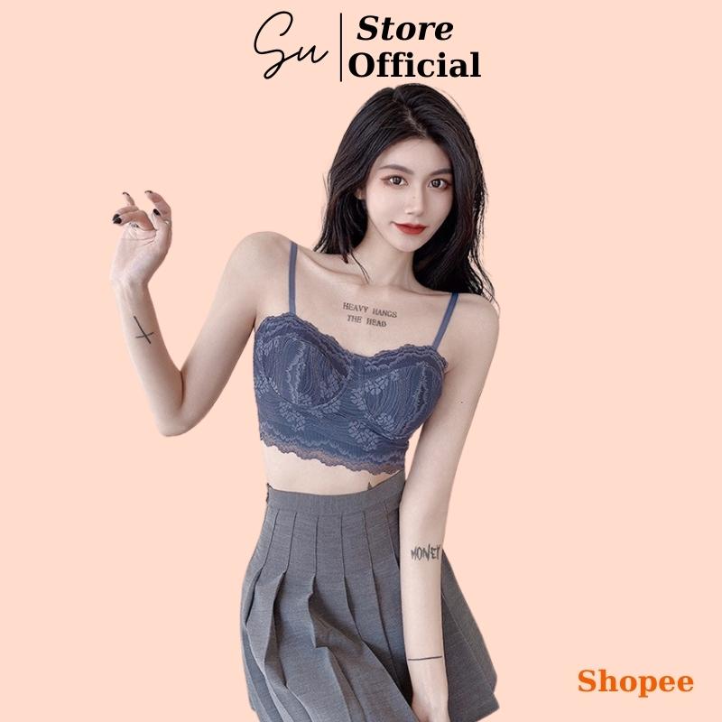 Áo ngực ren nâng ngực Su Store Official mút mỏng, áo lót nữ không cài, áo bra ren quyến rũ định hình vòng một, áo bra 8 dây lưng co giãn thoáng mát
