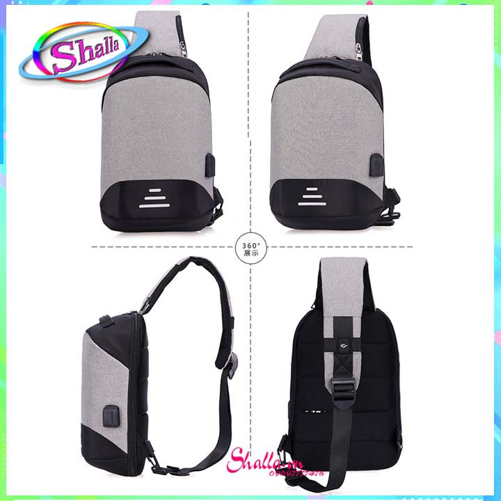 Túi đeo chéo cổng sạt usb chống trộm triangle qa001 shalla tặng cáp sạt