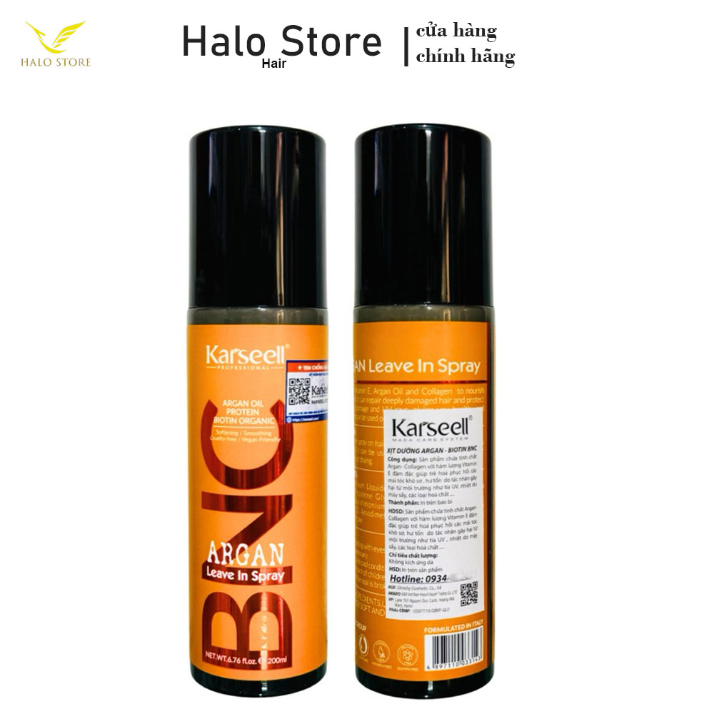 Xịt dưỡng tóc Karseell BNC Biotin 200ML phục hồi tóc khô sơ, siêu mềm mượt, Xịt Dương Chống Rối bảo Vệ tóc ở nhiệt cao