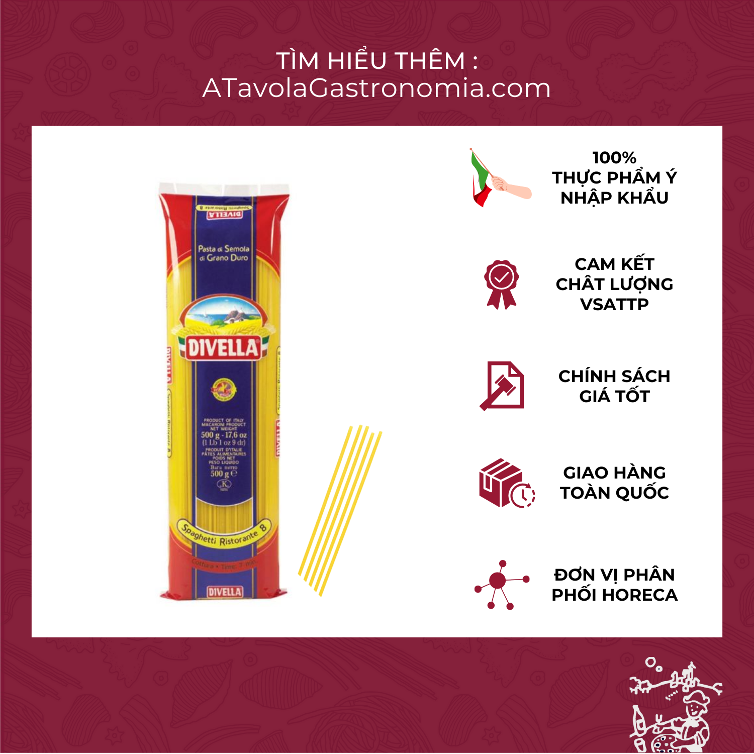 Mì ý spaghetti divella gói 500g