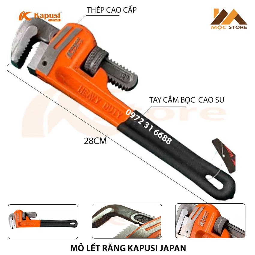 Mỏ lết sửa ống nước 12in/28cm kapusi japan - mỏ lết răng - kìm nước đa năng chuyên dụng tiêu chuẩn nhật bản - kìm cá sấu