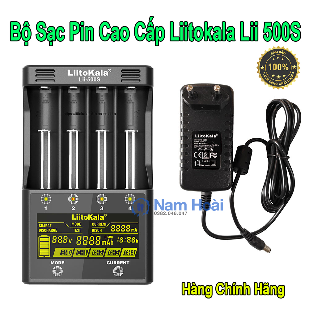 Bộ Sạc Pin Chính Hãng Liitokala Lii-500S Test Dung Lượng, Nội Trở (Kèm Nguồn Chính Hãng)