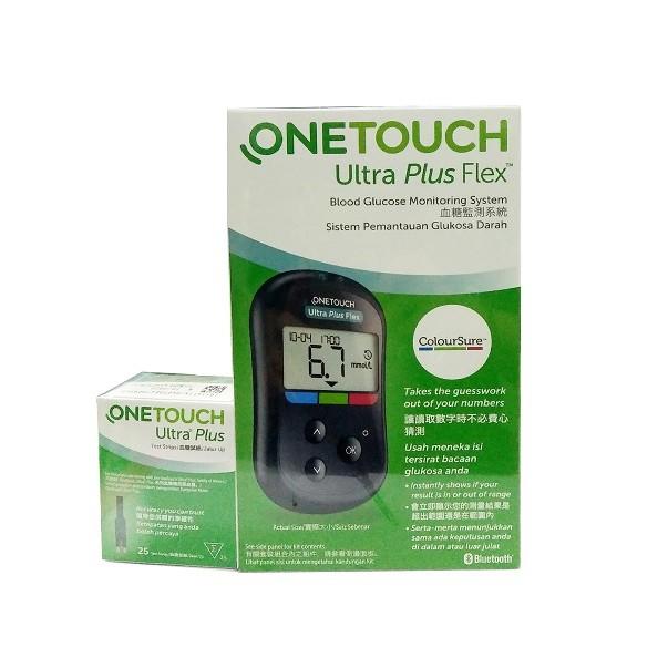 Máy đo đường huyết One Touch Ultra Plus Flex Johnson & Johnson + Hộp que thử 25 que - (Bảo hành trọn đời 1 đổi 1))