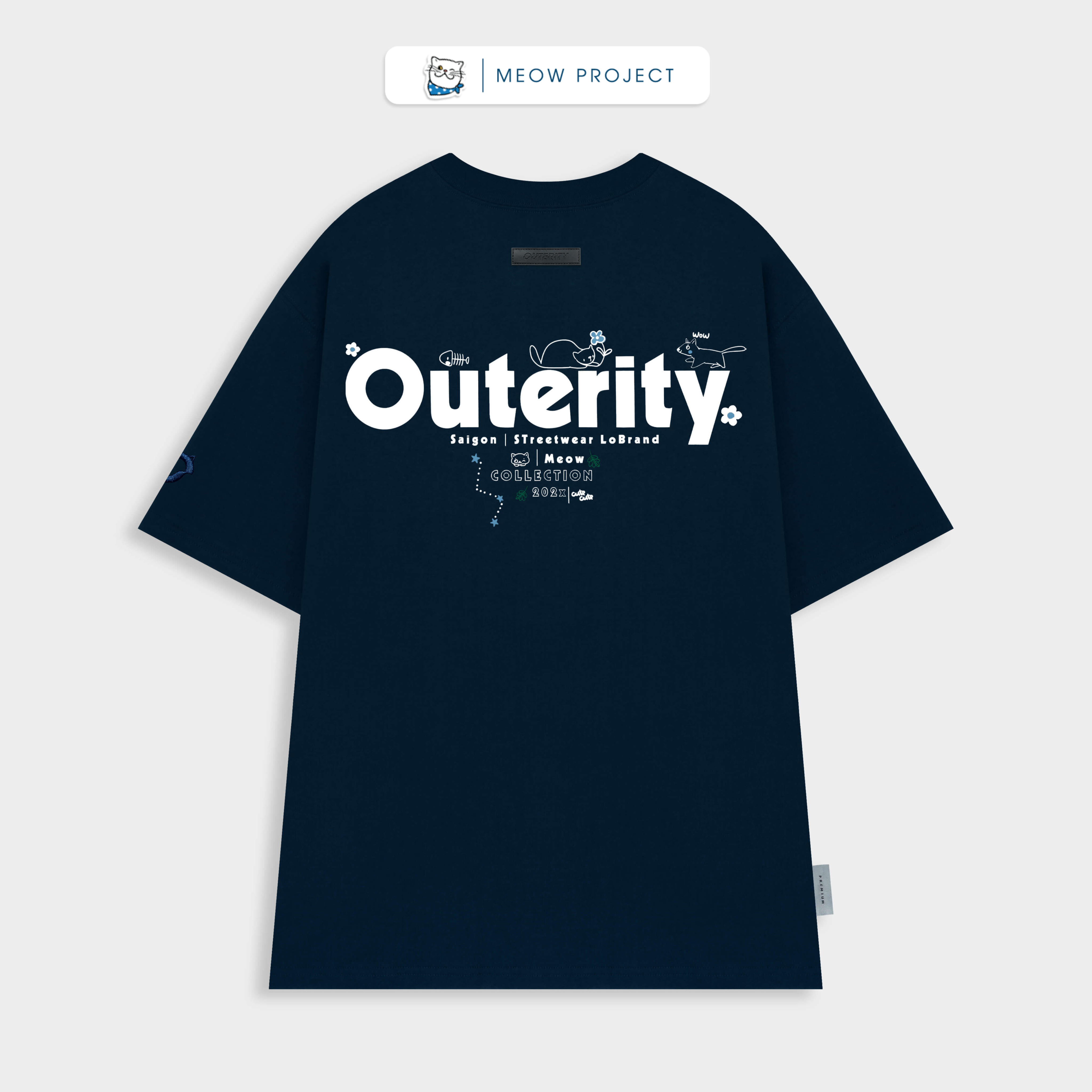 Áo thun outerity meow's garden - meow collection | tết ấm project - tết 2023 / màu navy - ato1011