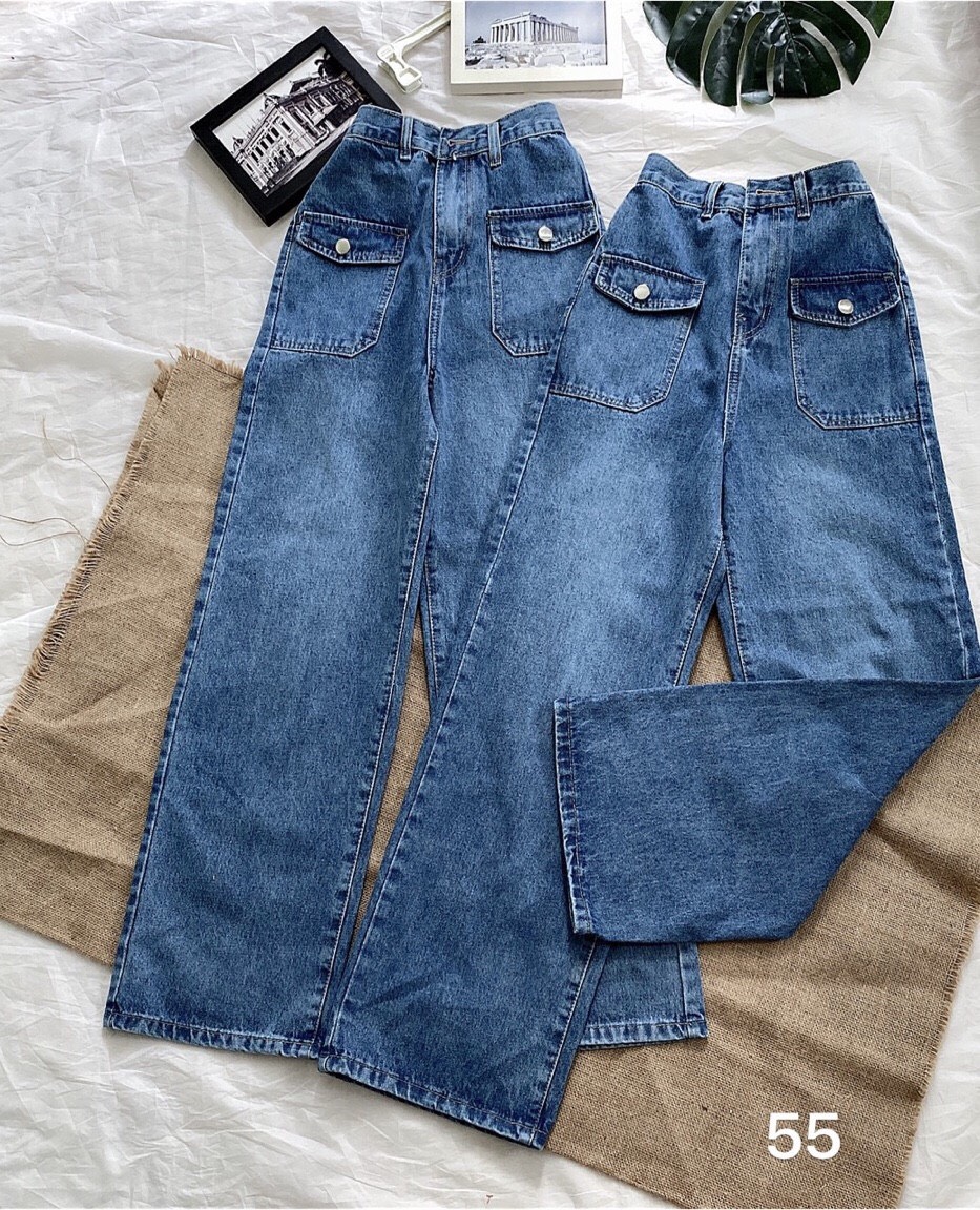 [HCM]Quần Baggy Jean Nữ Kiểu Ống Rộng Siêu Tôn DángForm Quần Siêu Đẹp Có 2 Túi Vuông Trước Siêu Chất-JT39