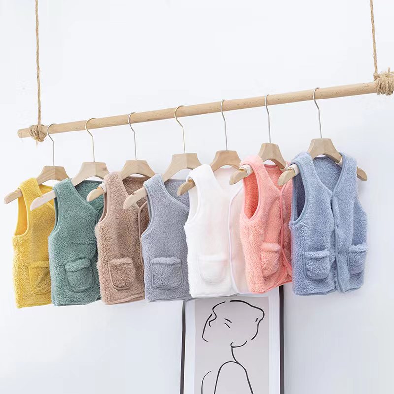 Áo khoác gile lông cừu không rụng lông quảng châu cho bé từ 6-18kg