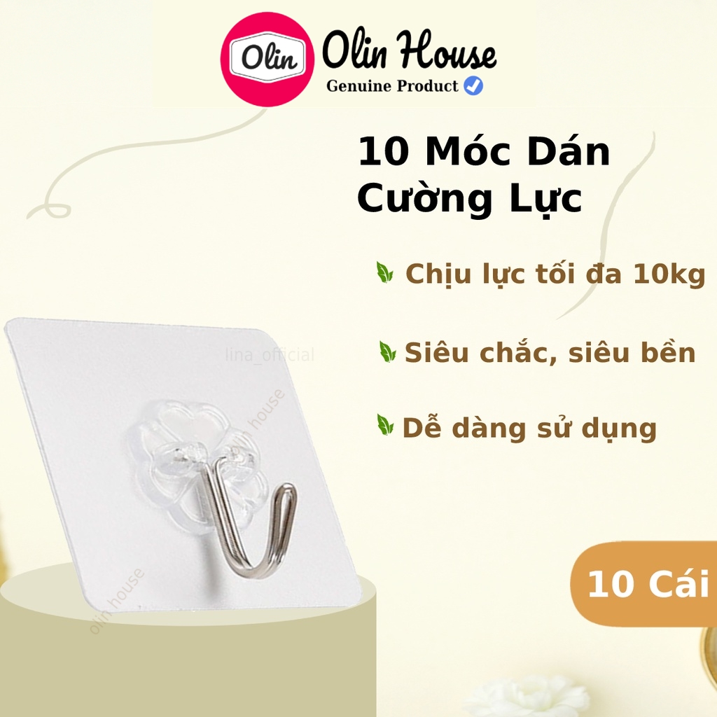 10 Móc dính cường lực - Móc dán tường siêu chắc siêu bền chịu lực trong suốt - Olin House