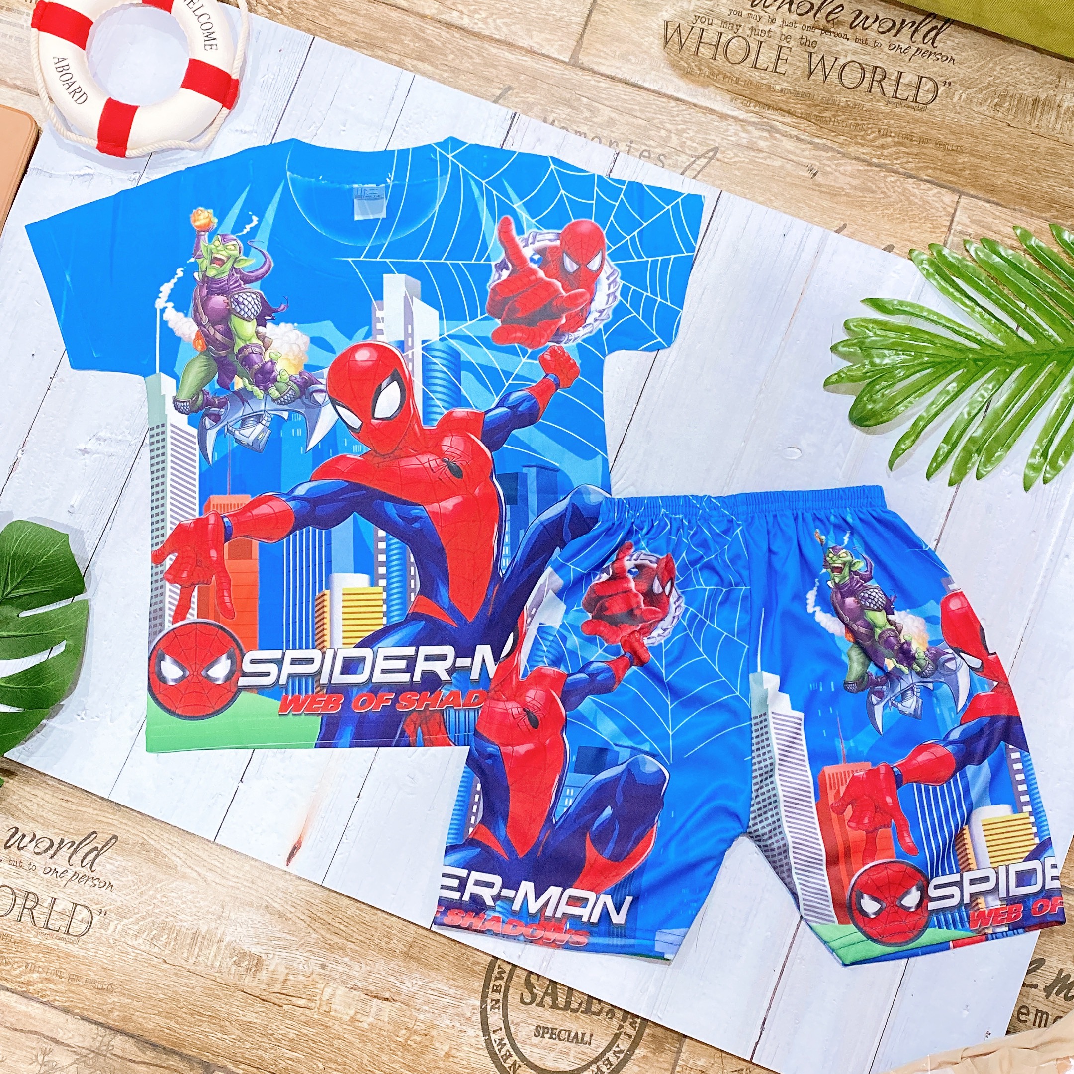 [HCM]ĐỒ BỘ BÉ TRAI TAY NGẮN HÌNH SPIDER MAN VẢI THUN IN 3D MỀM MỊN, THOÁNG MÁT ĐỦ SIZE TỪ 14-29KG (NHIỀU MÀU)