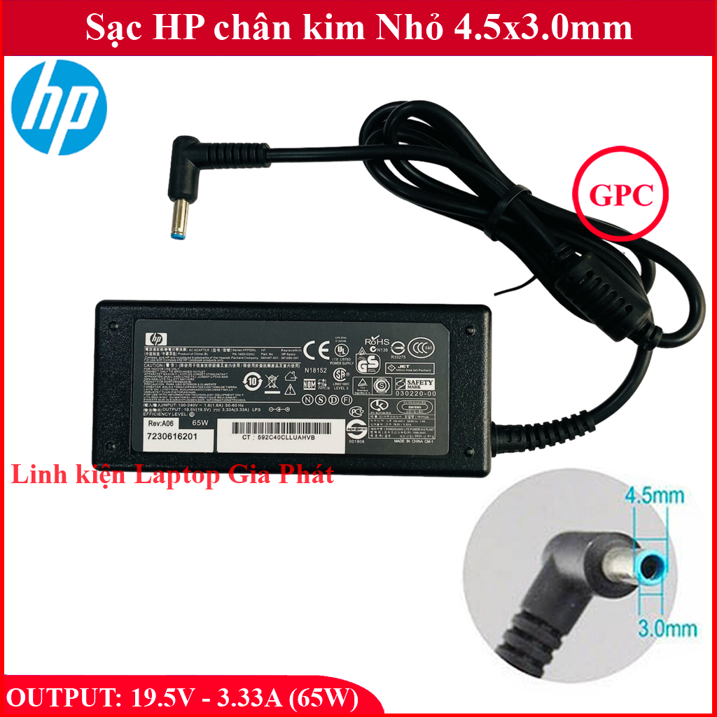 Sạc Laptop HP 19.5V - 3.33A chân kim NHỎ Adapter HP Pavilion chân xanh