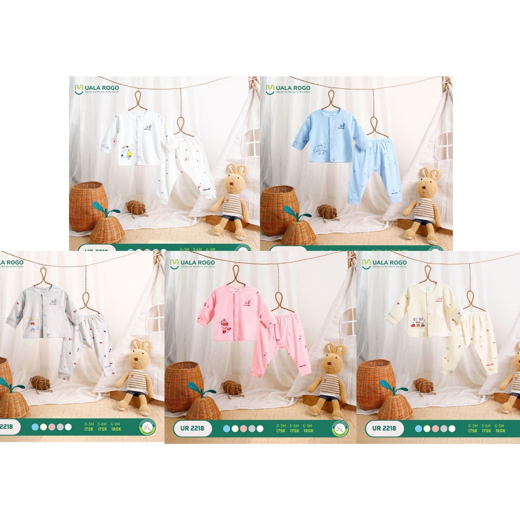 Bộ quần áo dài tay cài giữa petit họa tiết Uala Rogo