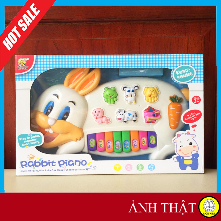Đồ chơi đàn piano hình thỏ có nhạc đèn cho bé