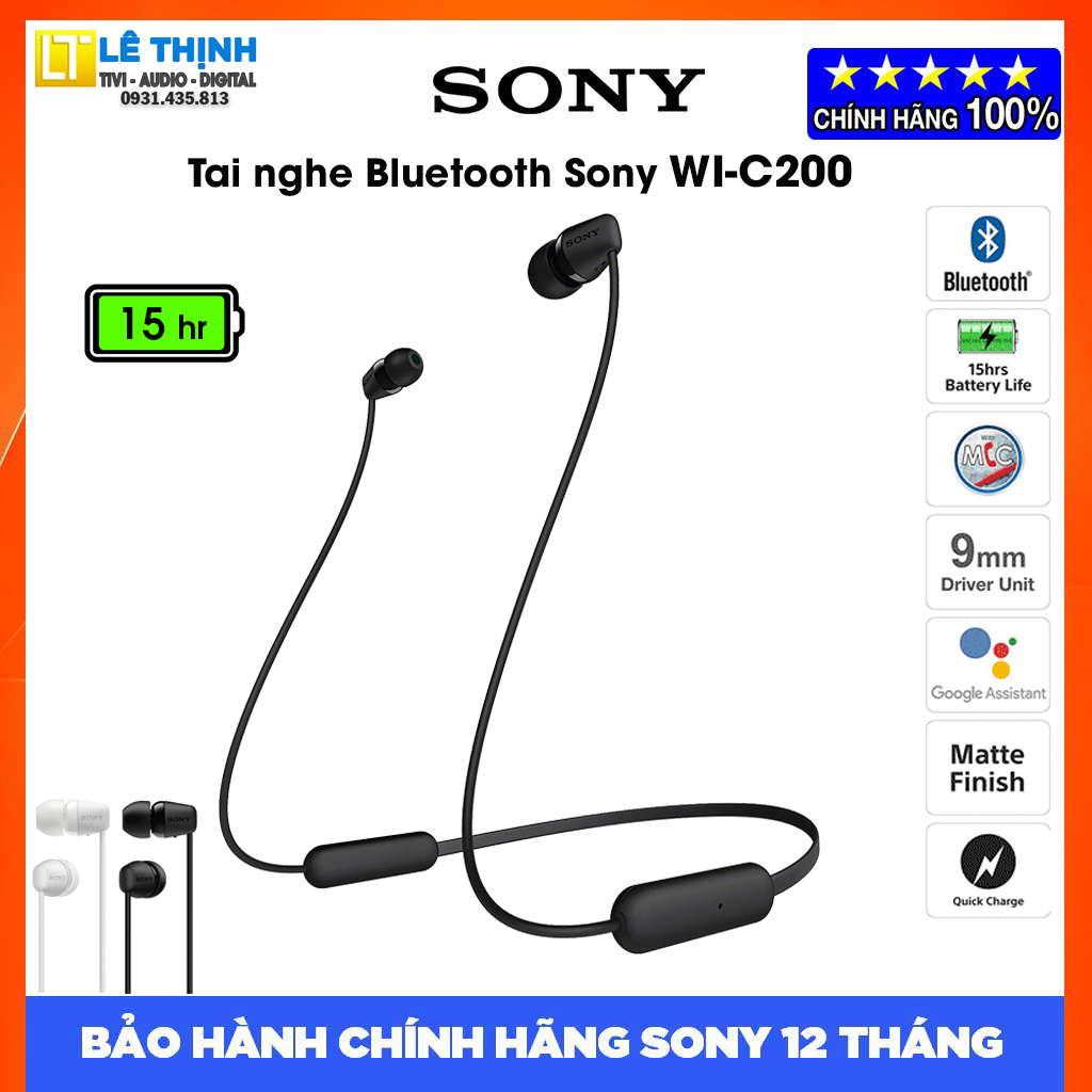 Tai nghe In-Ear Bluetooth Sony WI-C200 - Hàng chính hãng - Bảo hành chính hãng Sony 12 tháng toàn quốc