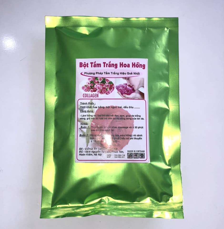 Bột tắm trắng hoa hồng collagen