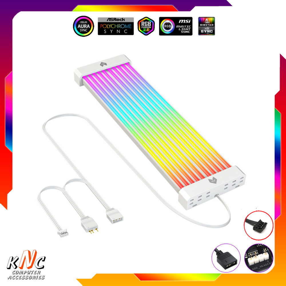 Phụ kiên cover led 5v argb neon aosor al200 trang trí cho cổng 24p mainboard hoặc vga