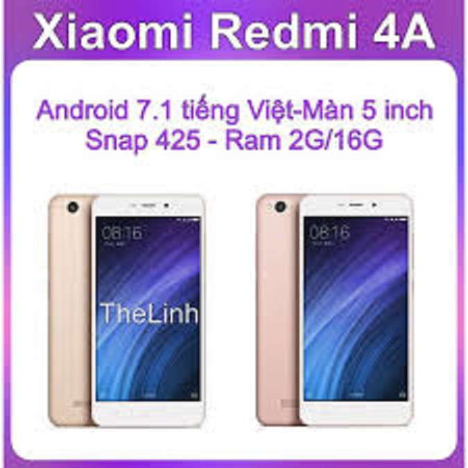 Điện thoại Xiaomi Redmi 4a 2sim ram 2/16G Chính Hãng, Full Tiktok Zalo Facebook Youtube, Bảo hành 12 tháng