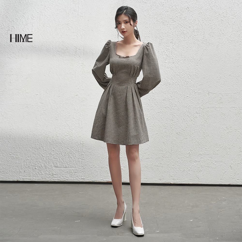 Váy mini họa tiết kẻ ô hime h166
